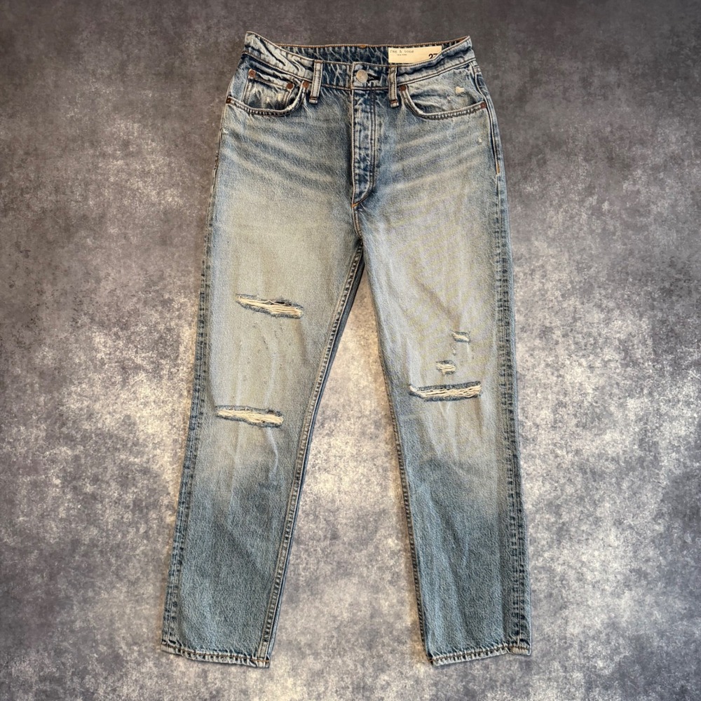 Rag & Bone Nina High Rise Ankle Cigarette Jeans Dana Point W Holes 27 Distressed